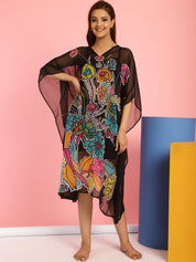 Black Swimwear Cover Up Kaftan