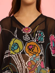 Black Swimwear Cover Up Kaftan
