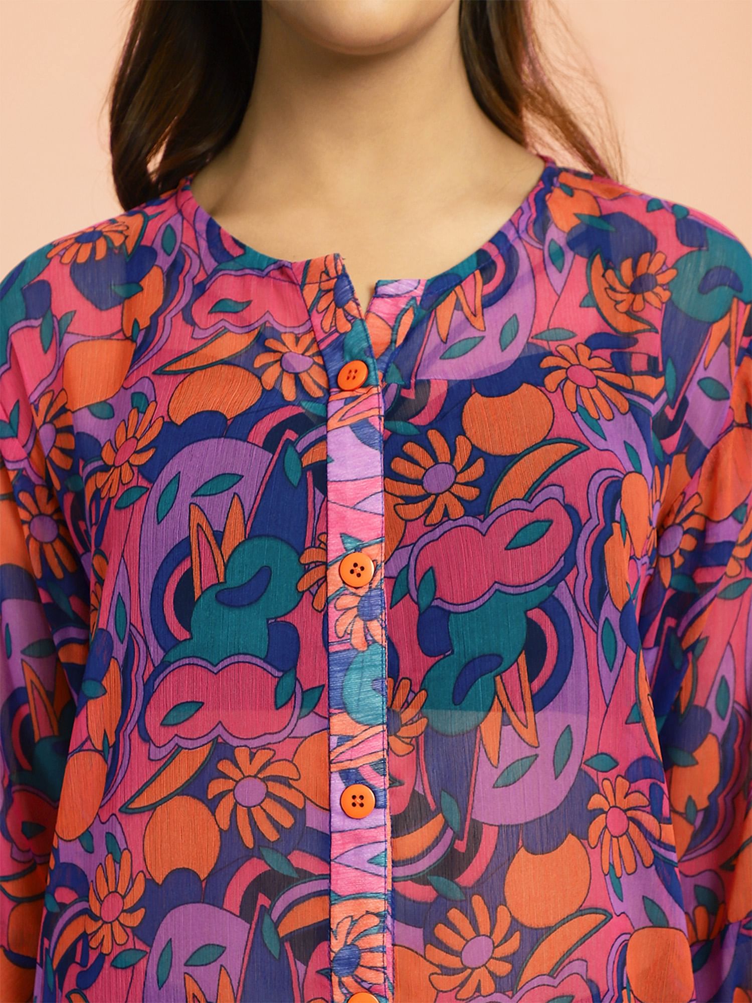Purple Floral Swimwear Cover Up Dress