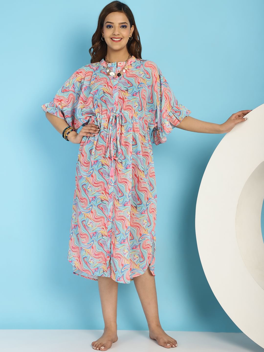 Blue Swimwear Cover Up Dress