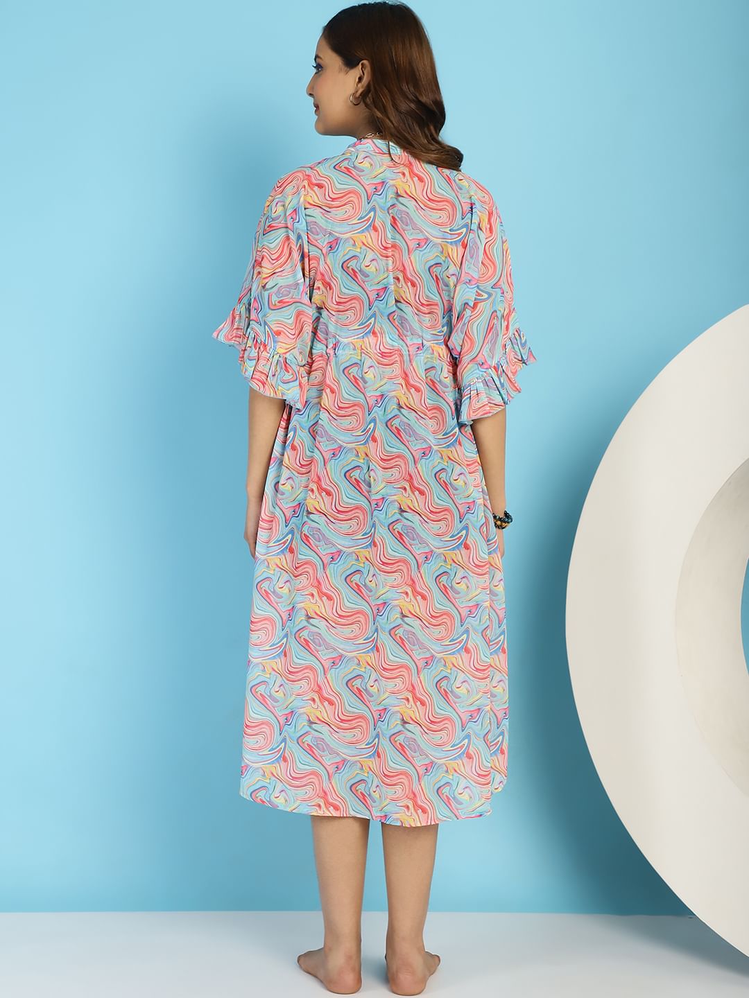 Blue Swimwear Cover Up Dress