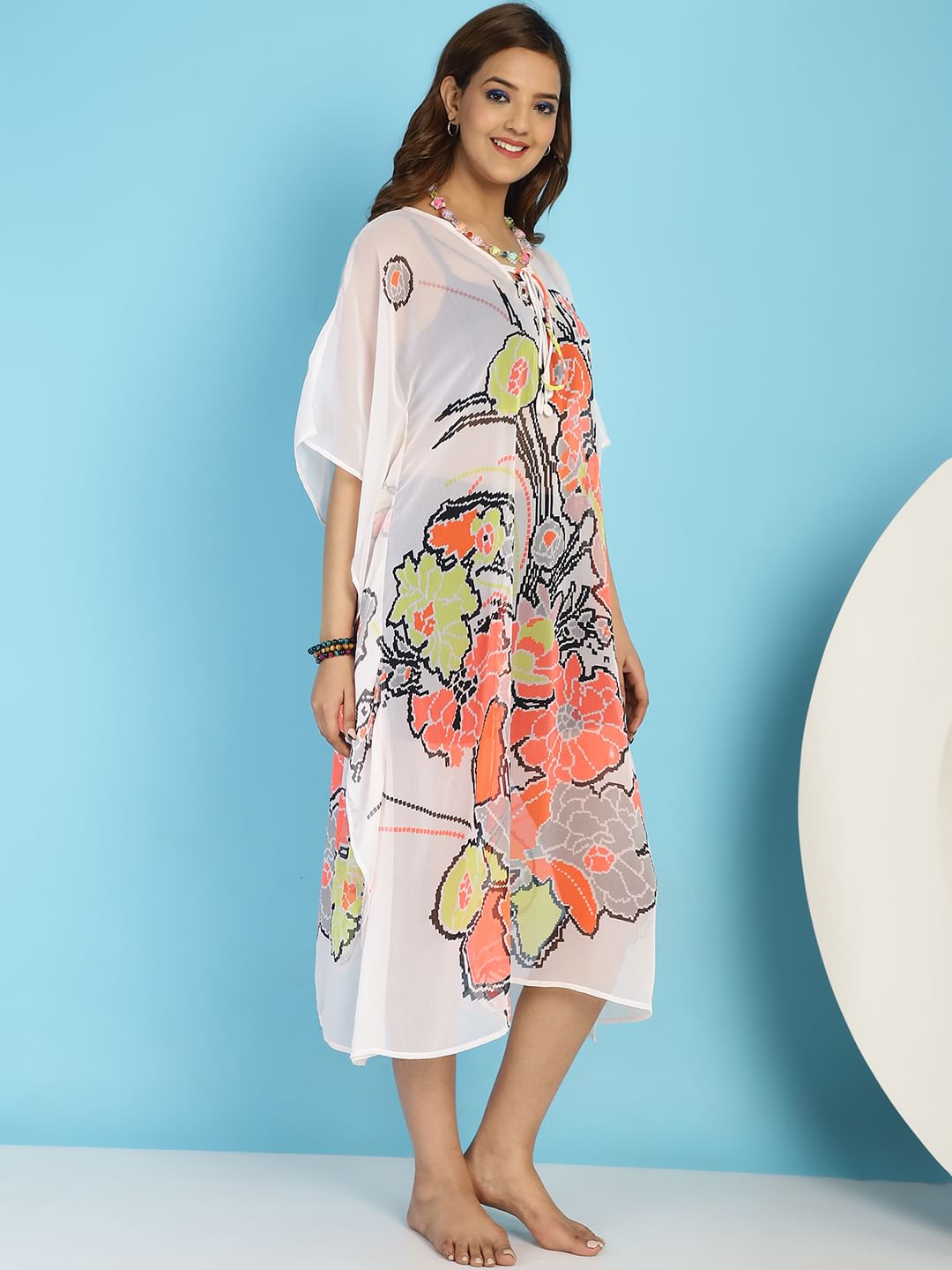 White Swimwear Cover up Kaftan