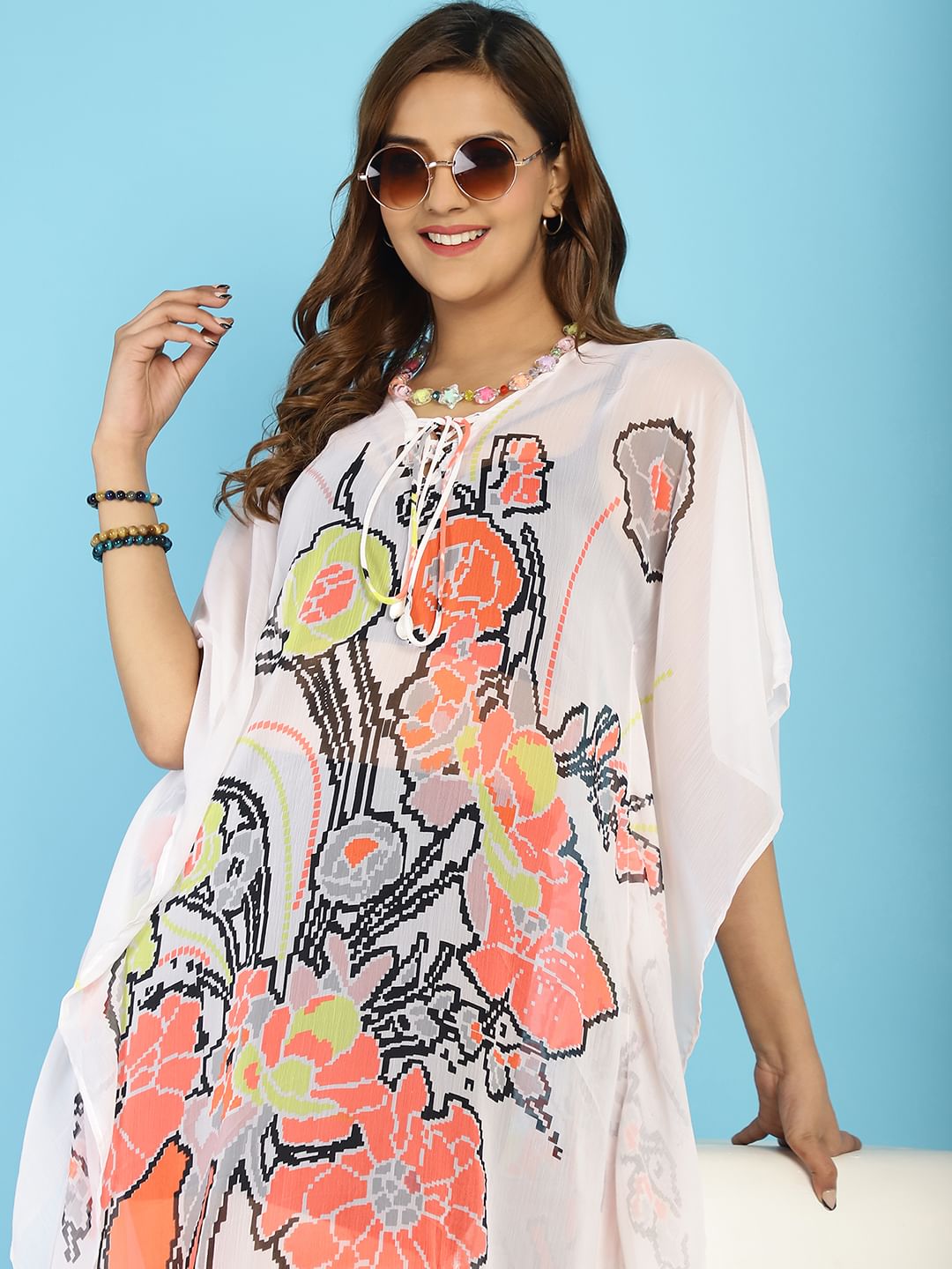 White Swimwear Cover up Kaftan