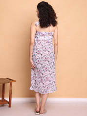 White Floral Georgette Swimwear cover-up sarong