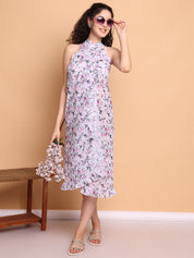White Floral Georgette Swimwear cover-up sarong