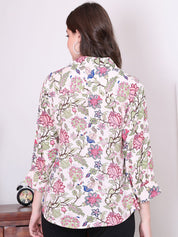 Secret Wish Floral Print Light Pink Rayon Maternity Wrap Top