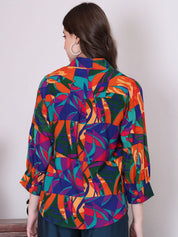 Abstract Print Multi Colour Rayon Maternity Wrap Top