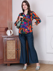 Abstract Print Multi Colour Rayon Maternity Wrap Top