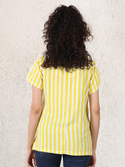 Secret Wish Yellow Striped Rayon Zipless Maternity Top