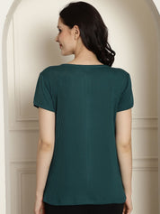 Green Ribbed maternity nursing top