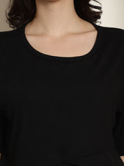 Black Ribbed maternity nursing top