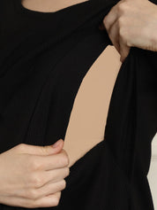 Black Ribbed maternity nursing top