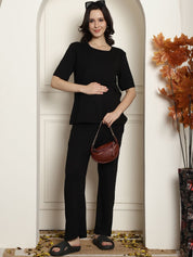 Black Ribbed maternity nursing top