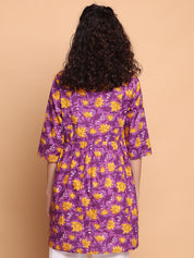 Purple Floral Cotton Maternity Tunic