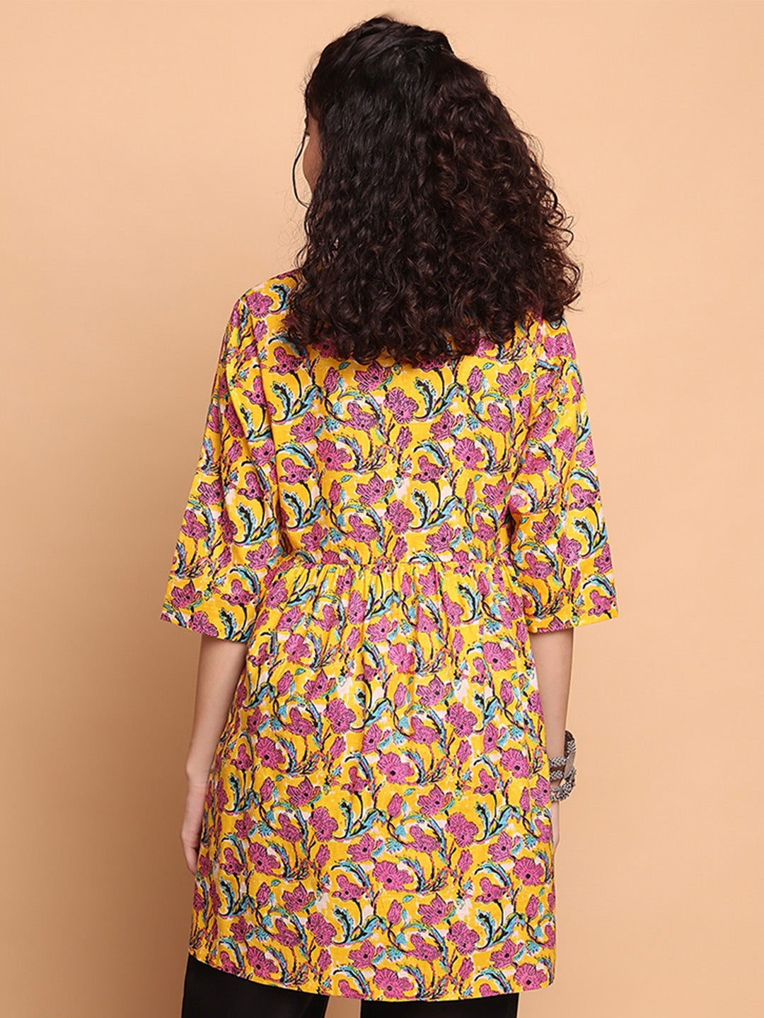 Yellow Floral Cotton Maternity Tunic