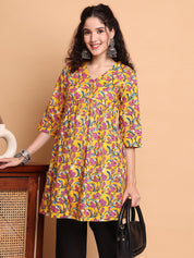 Yellow Floral Cotton Maternity Tunic