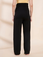 Black Soild Hosiery Maternity Track Pants