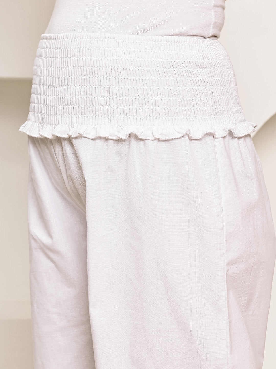 Secret Wish White Solid Poplin Maternity Trouser
