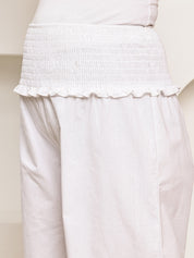 Secret Wish White Solid Poplin Maternity Trouser