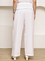 Secret Wish White Solid Poplin Maternity Trouser