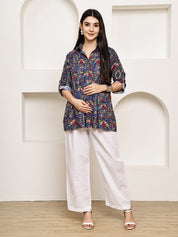 Secret Wish White Solid Poplin Maternity Trouser
