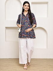 Secret Wish White Solid Poplin Maternity Trouser