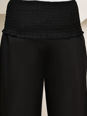 Secret Wish Black Solid Poplin Maternity Trouser