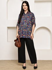 Secret Wish Black Solid Poplin Maternity Trouser