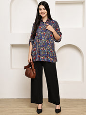 Secret Wish Black Solid Poplin Maternity Trouser