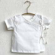 WHITEWATER KIDS UNISEX ORGANIC ESSENTIAL WHITE ANGRAKHA TOP + BLUE CHAMBRAY PANTS