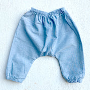 WHITEWATER KIDS UNISEX ORGANIC ESSENTIAL WHITE ANGRAKHA TOP + BLUE CHAMBRAY PANTS