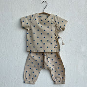 WHITEWATER KIDS UNISEX ORGANIC INDIGO POLKA ANGRAKHA WITH MATCHING PANTS