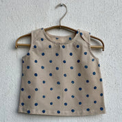 WHITEWATER KIDS UNISEX ORGANIC INDIGO POLKA JHABLA WITH MATCHING PANTS