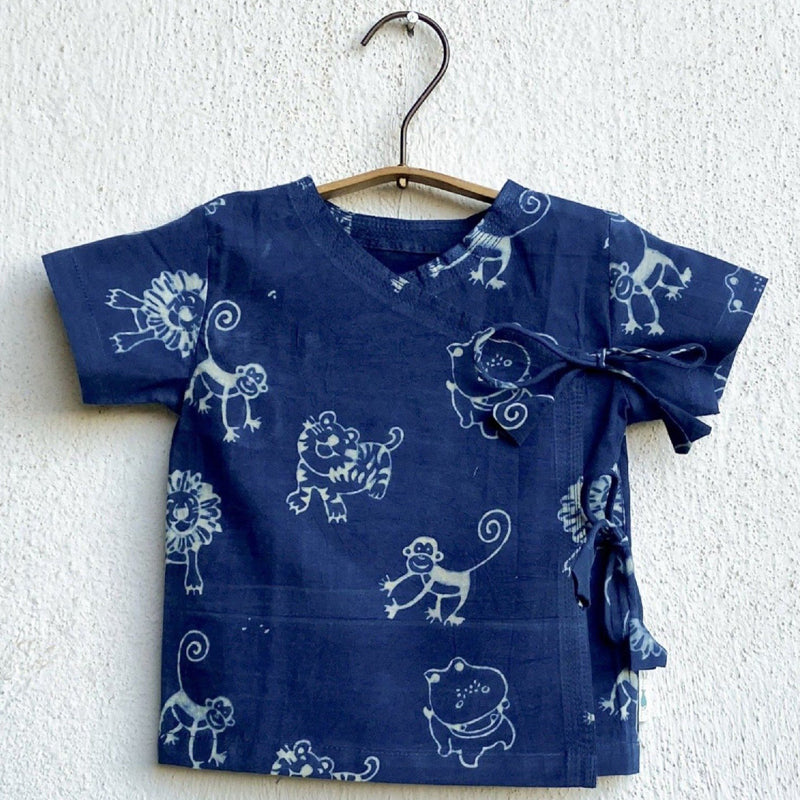 WHITEWATER KIDS UNISEX ORGANIC NEWBORN BAG - INDIGO ZOO + WHITE ANGRAKHA