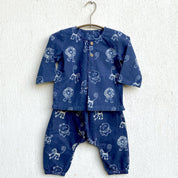 WHITEWATER KIDS UNISEX ORGANIC INDIGO ZOO BAG - ZOO AND WHITE KURTA + ZOO PANTS