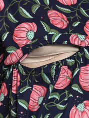 Printed Blue Cotton Maternity Nighty