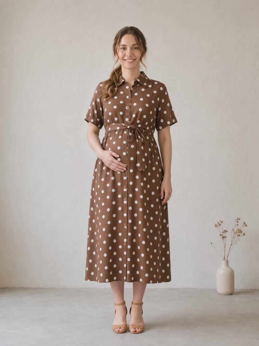 Amoha By Secret Wish Brown Polka Dots Rayon
