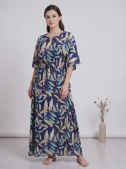 Blue Leaf Rayon Kaftan