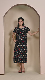 Black Abstract Hosiery Nighty