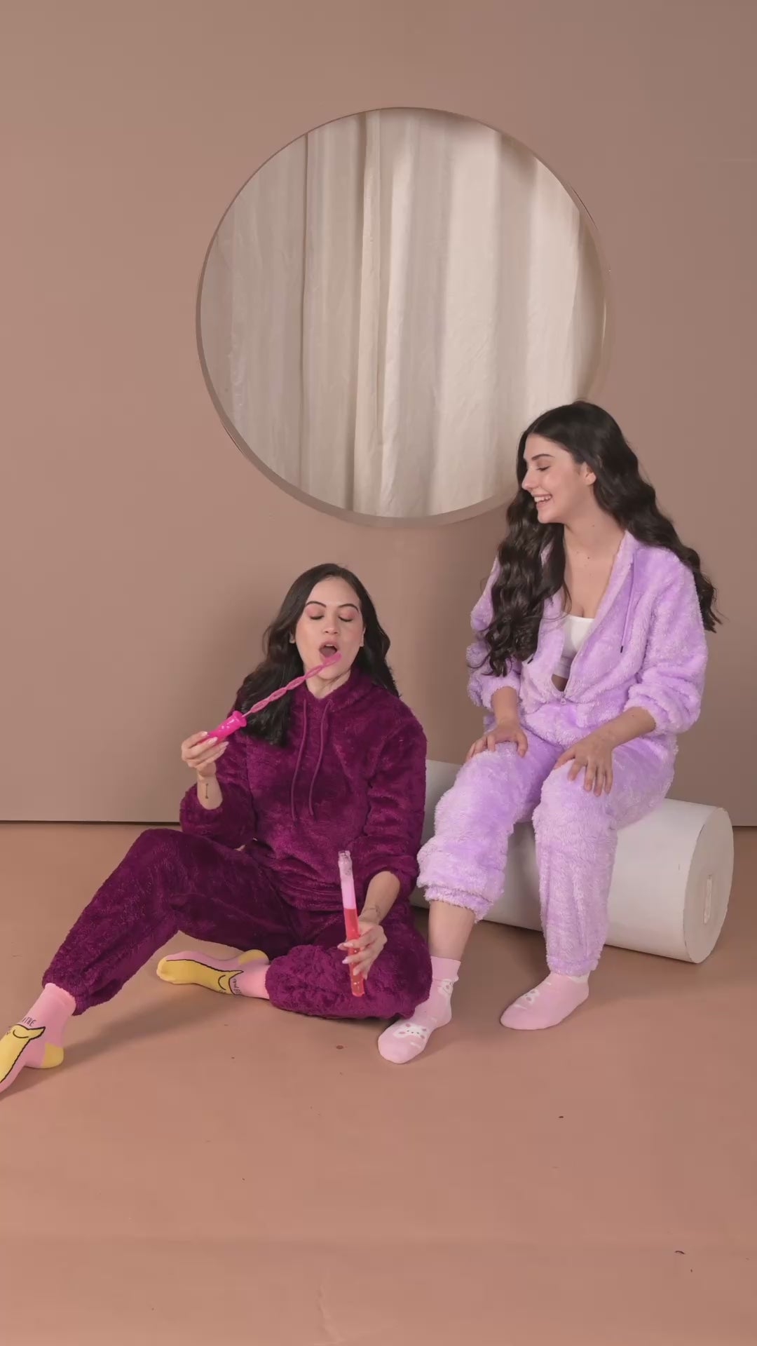 Lilac Faux Fur Winter Night Suit