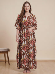 Brown Leaf Rayon Kaftan