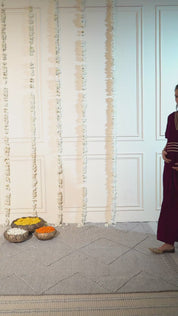 Pink Solid Velvet Maternity Kaftan Dress