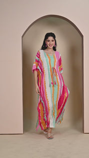 Multi Striped Rayon Kaftan