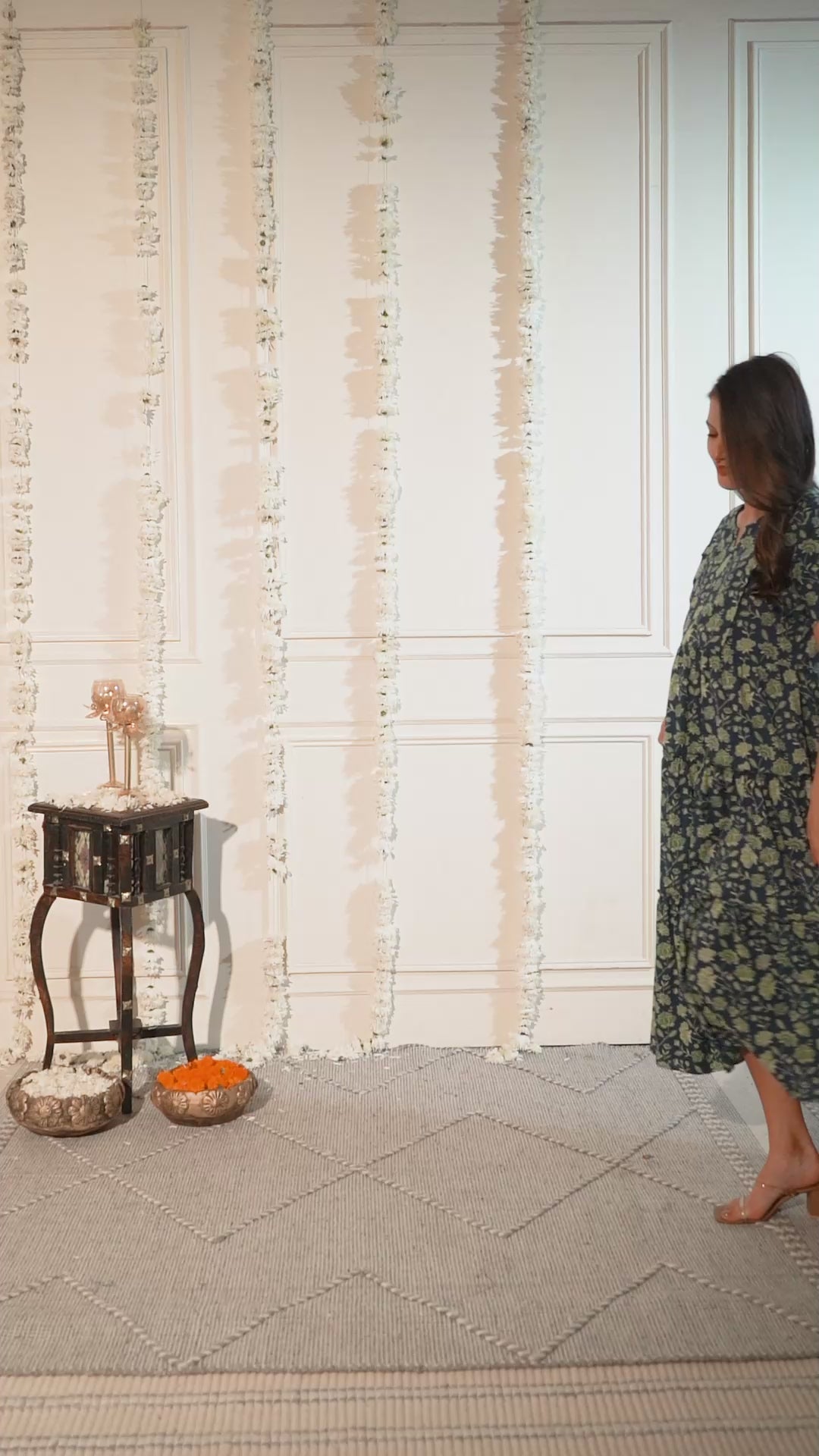 Blue Floral Cotton Maternity Dress