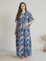 Blue Leaf Rayon Maternity Kaftan