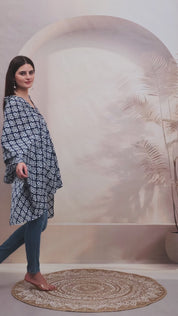 Floral Print Blue Cotton Nursing Cover