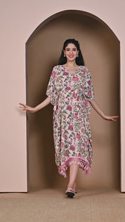 Floral Light Pink Maternity Kaftan