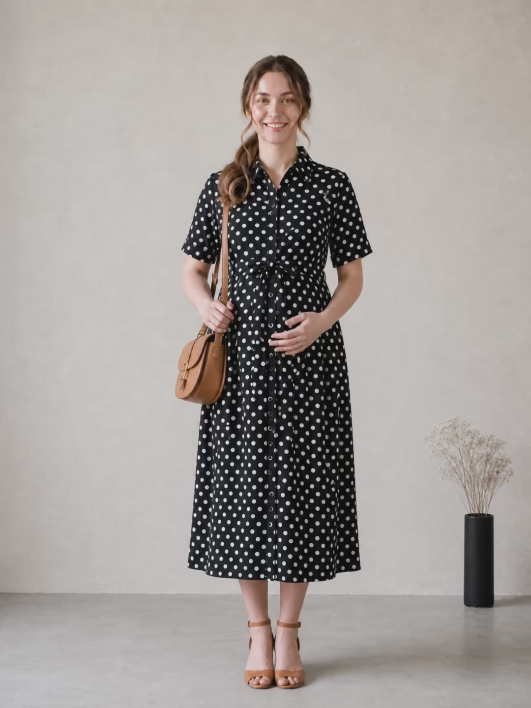 Amoha By Secret Wish Black Polka Dots Rayon