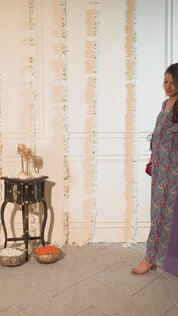 Dark Blue Floral Cotton Maternity Kaftan