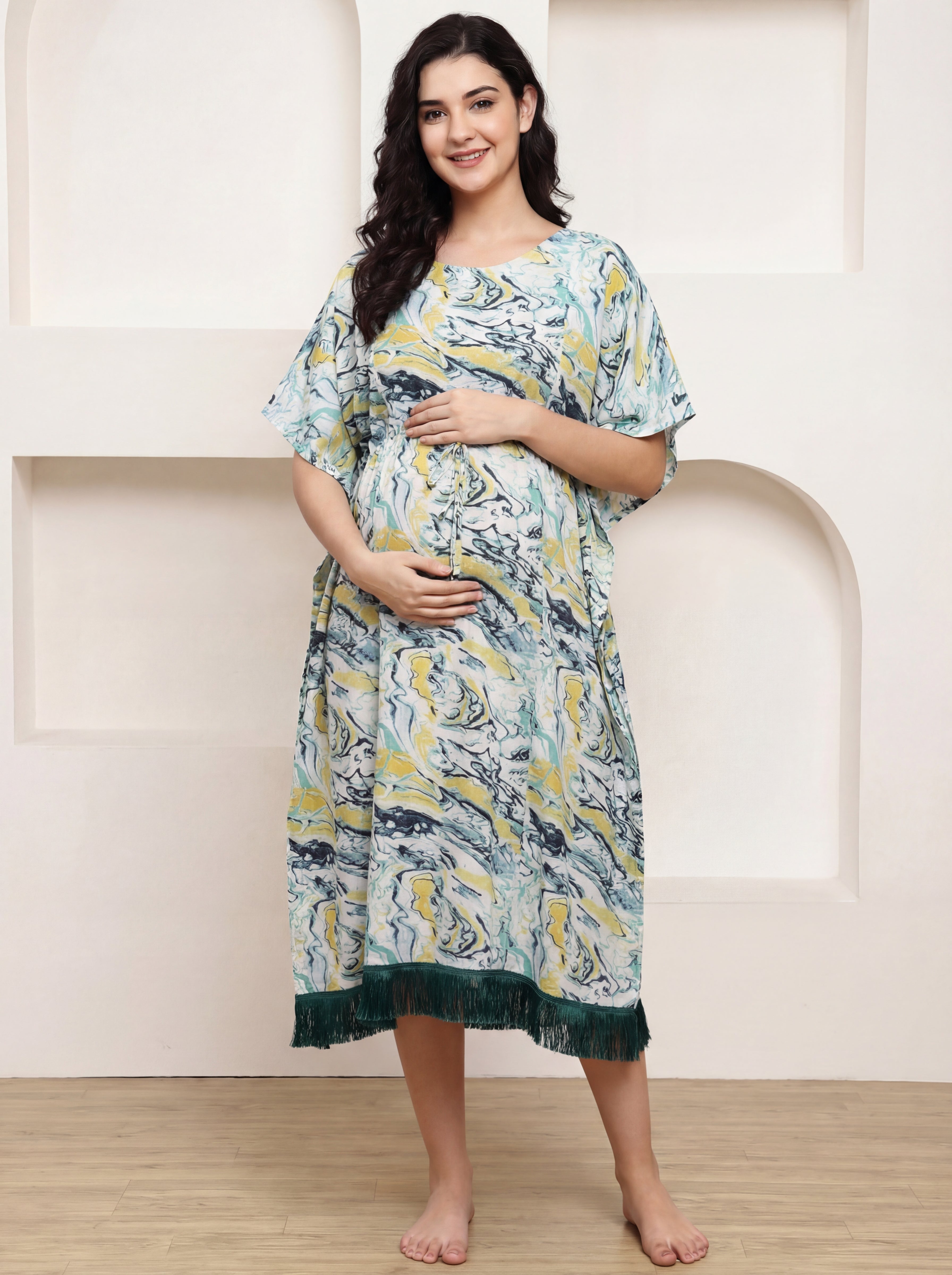 Blue Marble Rayon Maternity Kaftan